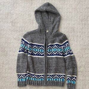Gray Patterned Boy’s Zip up Sweater